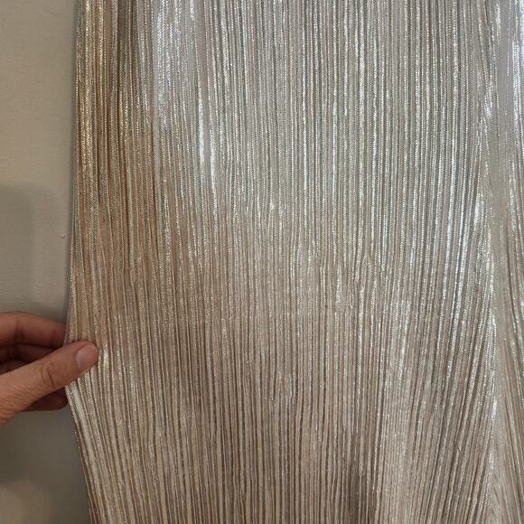 FLAW Alice + Olivia Elba Pants Size 2 Womens Pleated Crop Metallic Gold Cocktail - Picture 8 of 13